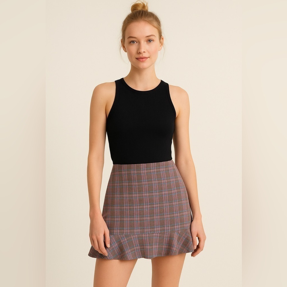 Sunday best Astala Plaid Ruffle Hem Skirt - size 6